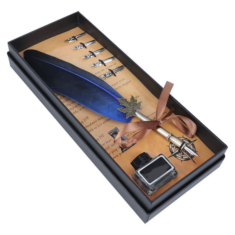 Quill Pen: Feather & Stainless Steel Construction - Wear-Resistant Smooth Nib Calligraphy Pen for Vintage Writing, Calligraphy Practice, Holiday Gifting & Artistic Drawing - Image 4