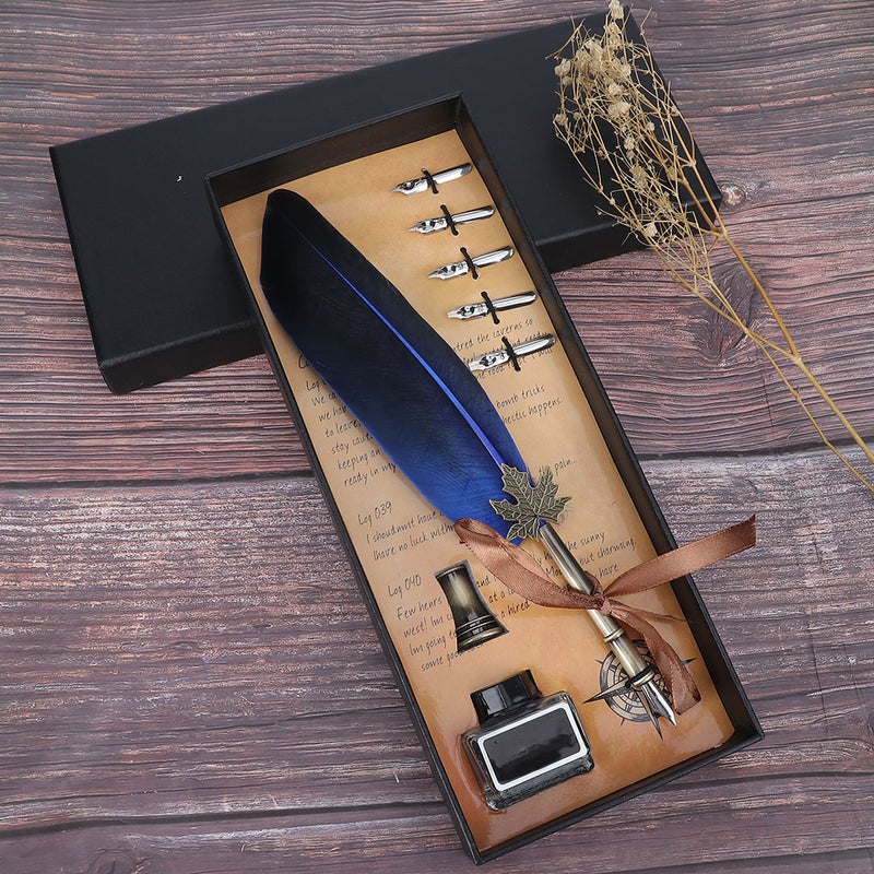 Quill Pen: Feather & Stainless Steel Construction - Wear-Resistant Smooth Nib Calligraphy Pen for Vintage Writing, Calligraphy Practice, Holiday Gifting & Artistic Drawing - Image 2