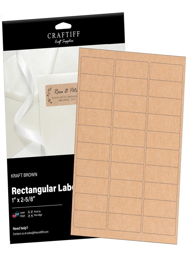 Craftiff 1 x 2 5/8 inch Rectangle Stickers Kraft Labels Printable Paper Brown Color, 750 Labels, 25 Sheets, for Inkjet and Laser Printer, Vinyl Sheets Packaging Address Mail Business Craftiff - Image 1