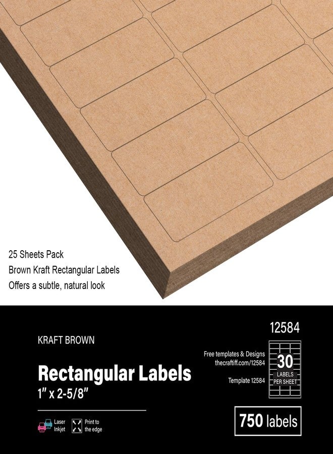 Craftiff 1 x 2 5/8 inch Rectangle Stickers Kraft Labels Printable Paper Brown Color, 750 Labels, 25 Sheets, for Inkjet and Laser Printer, Vinyl Sheets Packaging Address Mail Business Craftiff - Image 4