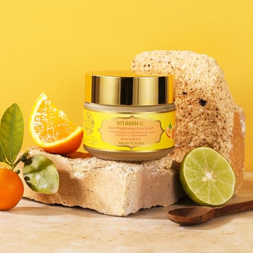 RYLLZ ESSENTIALS Vitamin C Face Scrub | Skin Brightening with Salicylic Acid, Hyaluronic Acid & Niacinamide | for Dull Skin, Dead Skin Cells, Whiteheads, Blackheads, Dark Spots, Uneven & Dull Skin | Exfoliating Scrub | For All Skin Types | 100 ml - Image 2