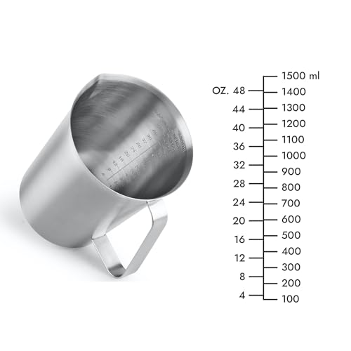 CURTA 18/8 Stainless Steel Measuring Cup with Handle and Pour Lip, Metal Pitcher with Oz and ML marking, 48OZ/1500 ML- 6 Cup), Heavy-Duty Pitcher - Image 4