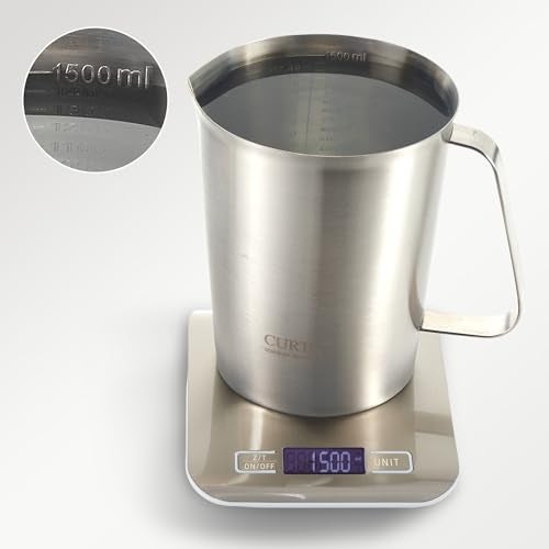 CURTA 18/8 Stainless Steel Measuring Cup with Handle and Pour Lip, Metal Pitcher with Oz and ML marking, 48OZ/1500 ML- 6 Cup), Heavy-Duty Pitcher - Image 2