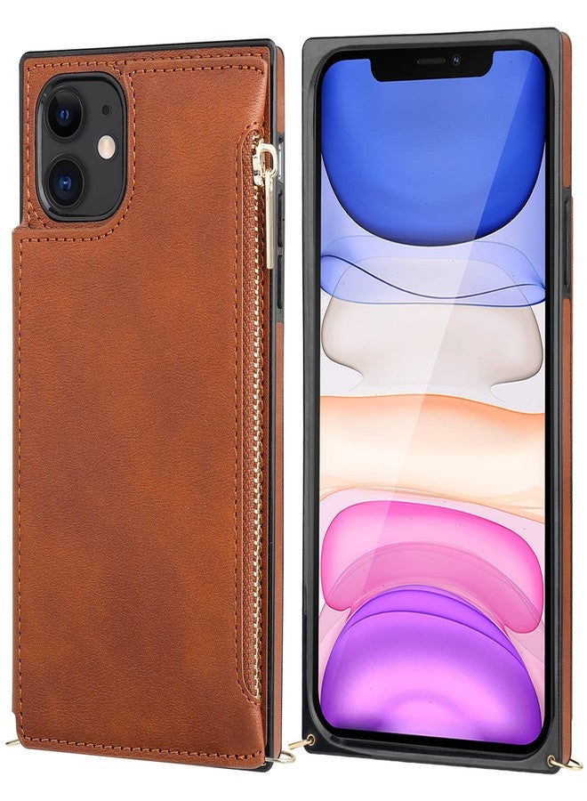 Bocasal Crossbody Wallet Case for iPhone 11 with Card Holder,Zipper Card Slot Protector Shockproof Purse Cover with Removable Cross Body Strap 6.1 Inch(Brown) - Image 5