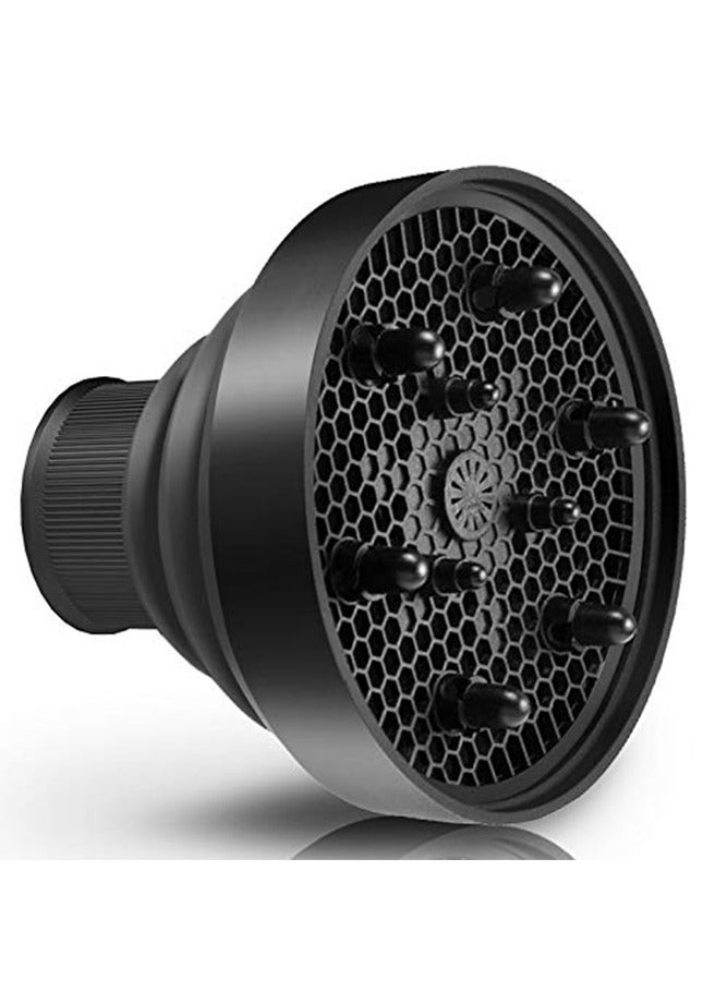 Universal Collapsible Hair Dryer Diffuser Attachment- Salon Grade tool,Lightweight Foldable Portable Travel Folding Design Fit Most of blow Dryers-Black - Image 1
