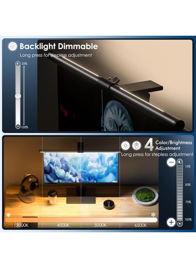 Monitor Light Bar with Remote, 20.1'' Dual Light Screen Light Bar, Sliding Weighted Clip Fit for All Screens, Adjustable Stepless Dimming, Eye Caring No Glare Gaming Work Desk Lamp, Gray - Image 5