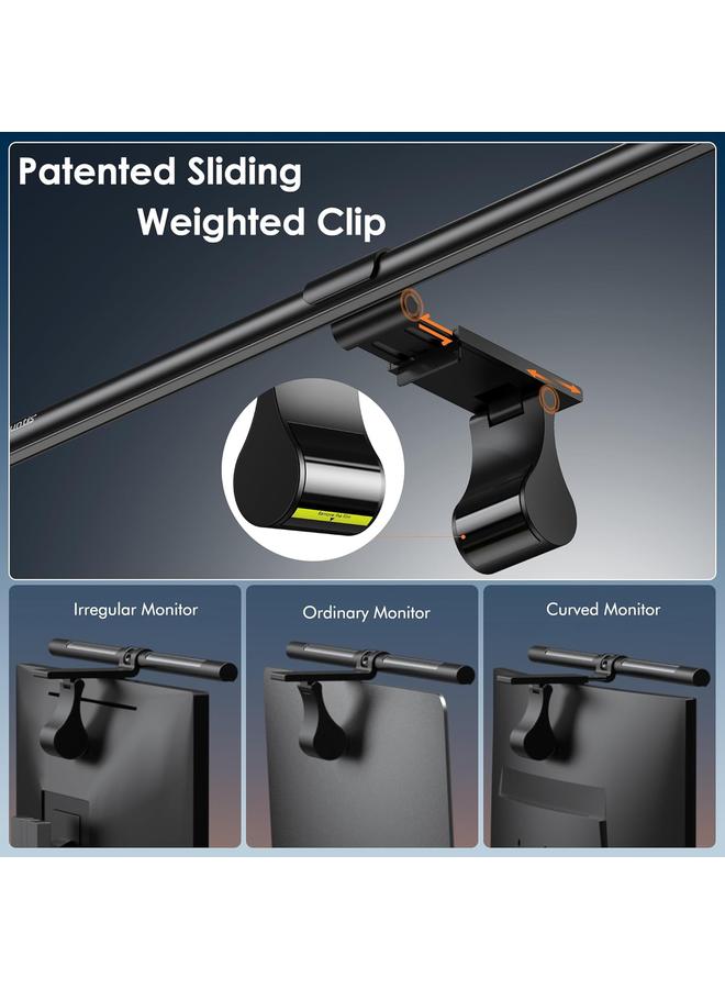 Monitor Light Bar with Remote, 20.1'' Dual Light Screen Light Bar, Sliding Weighted Clip Fit for All Screens, Adjustable Stepless Dimming, Eye Caring No Glare Gaming Work Desk Lamp, Gray - Image 4