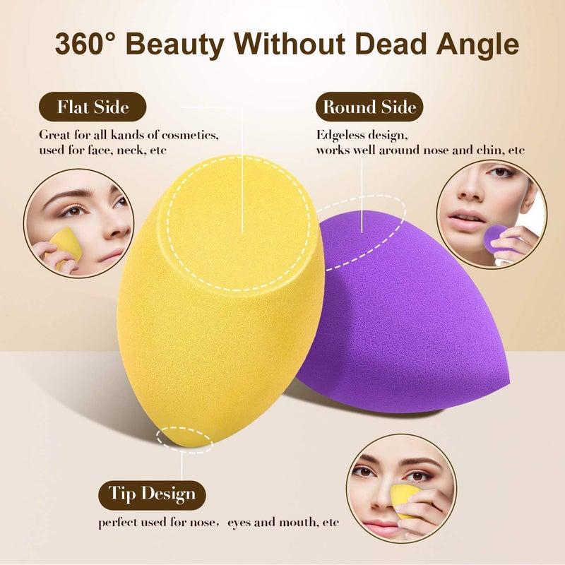 Fennec Mart Makeup Sponge 10 Pcs Blender Beauty Foundation Blending Sponge Professional Colorful Beauty Makeup Set for Dry Wet Use - Image 2