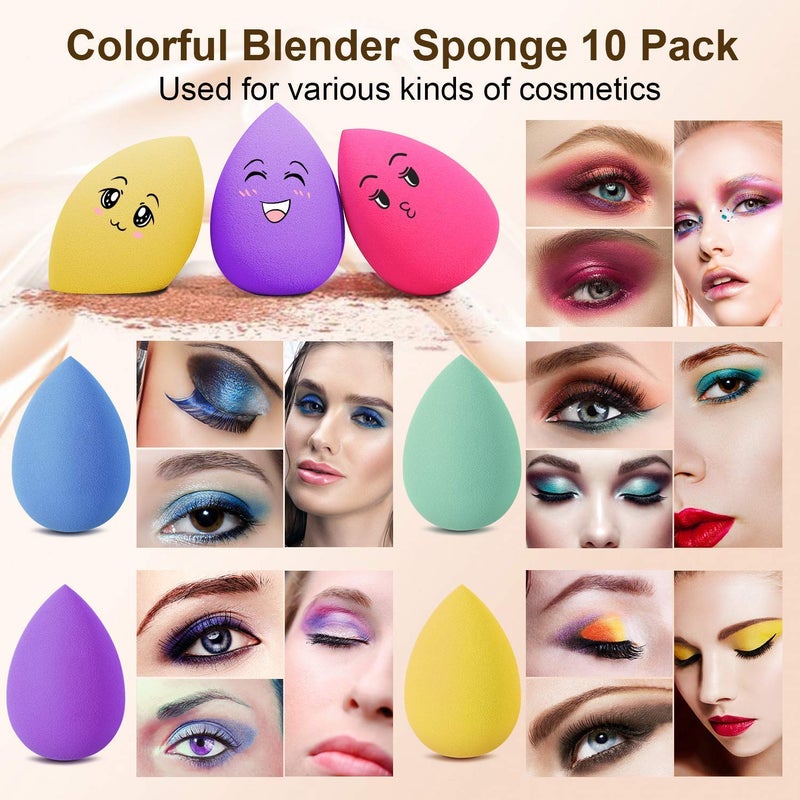 Fennec Mart Makeup Sponge 10 Pcs Blender Beauty Foundation Blending Sponge Professional Colorful Beauty Makeup Set for Dry Wet Use - Image 5