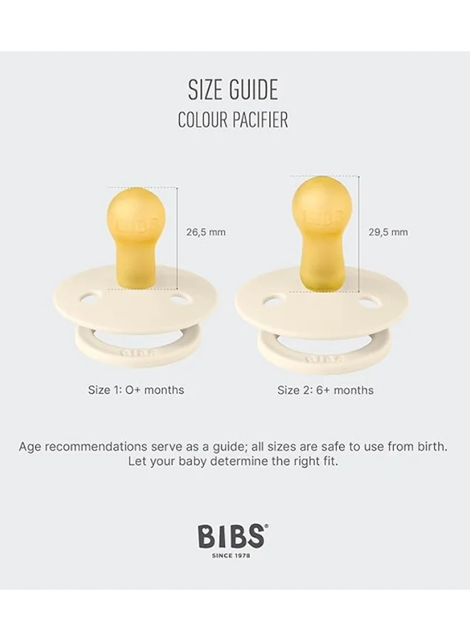 BIBS Colour Baby Pacifier, Latex Round Nipple, Size 1, 0-6 Months, Blush, 1 Pieces