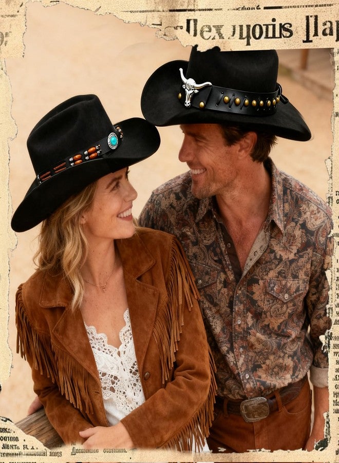 ROPCIA 8 Pcs Cowboy Hat Band Ethnic Western Hat Bands Rural Cowgirl Turquoise Hatbands Beaded Cowboy for Women Men - Image 4