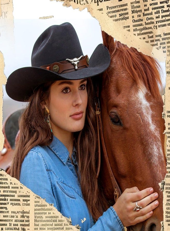 ROPCIA 8 Pcs Cowboy Hat Band Ethnic Western Hat Bands Rural Cowgirl Turquoise Hatbands Beaded Cowboy for Women Men - Image 2