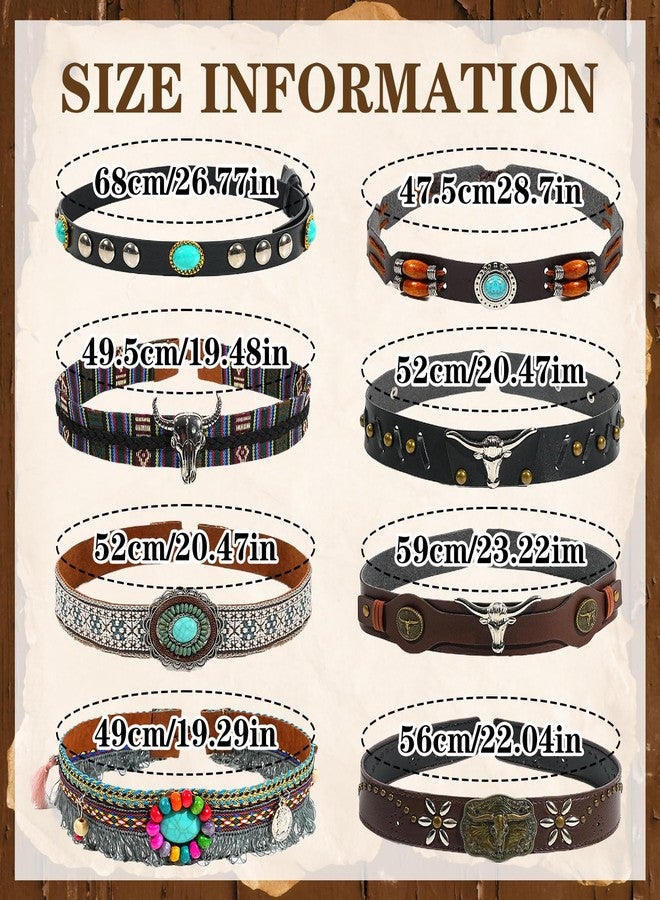 ROPCIA 8 Pcs Cowboy Hat Band Ethnic Western Hat Bands Rural Cowgirl Turquoise Hatbands Beaded Cowboy for Women Men - Image 3