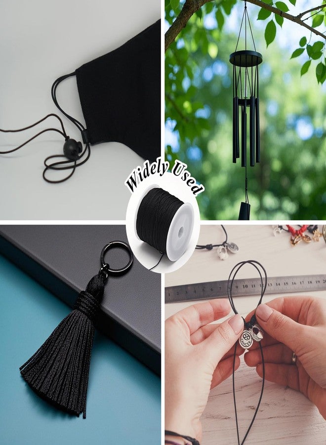 VICROIC 0.8MM 110 Yards Black Nylon Cord, Wind Chime Cord for Bracelet Necklace Jewelry Making, Satin Nylon String for Beading Thread Rattail Macrame Kumihimo Crafts Chinese Knotting - Image 5