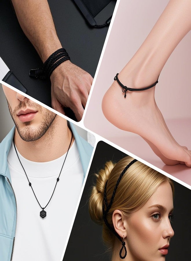 VICROIC 0.8MM 110 Yards Black Nylon Cord, Wind Chime Cord for Bracelet Necklace Jewelry Making, Satin Nylon String for Beading Thread Rattail Macrame Kumihimo Crafts Chinese Knotting - Image 4