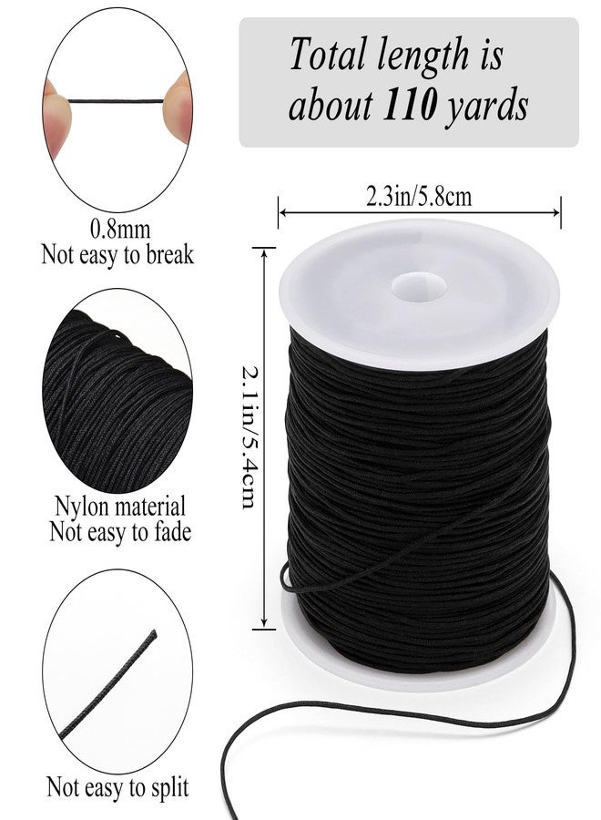 VICROIC 0.8MM 110 Yards Black Nylon Cord, Wind Chime Cord for Bracelet Necklace Jewelry Making, Satin Nylon String for Beading Thread Rattail Macrame Kumihimo Crafts Chinese Knotting - Image 2