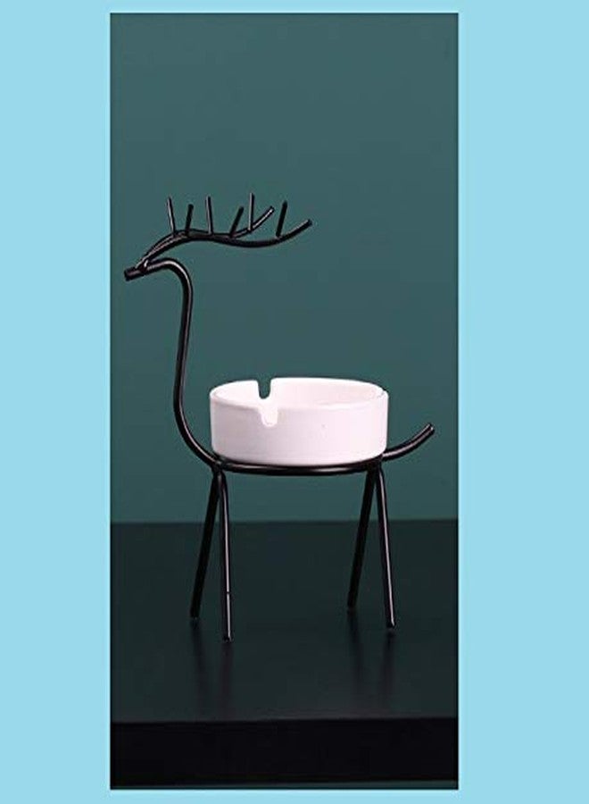 جيك مونكي منفضة سجائر على شكل غزال مصنوعة من السيراميك والأسلاك المعدنية من جيكمونكي، أثاث منزلي بسيط وعصري، ديكور منزلي للمكاتب والمنازل (منفضة سجائر على شكل غزال مصنوعة من الأسلاك المعدنية السوداء) - Image 2