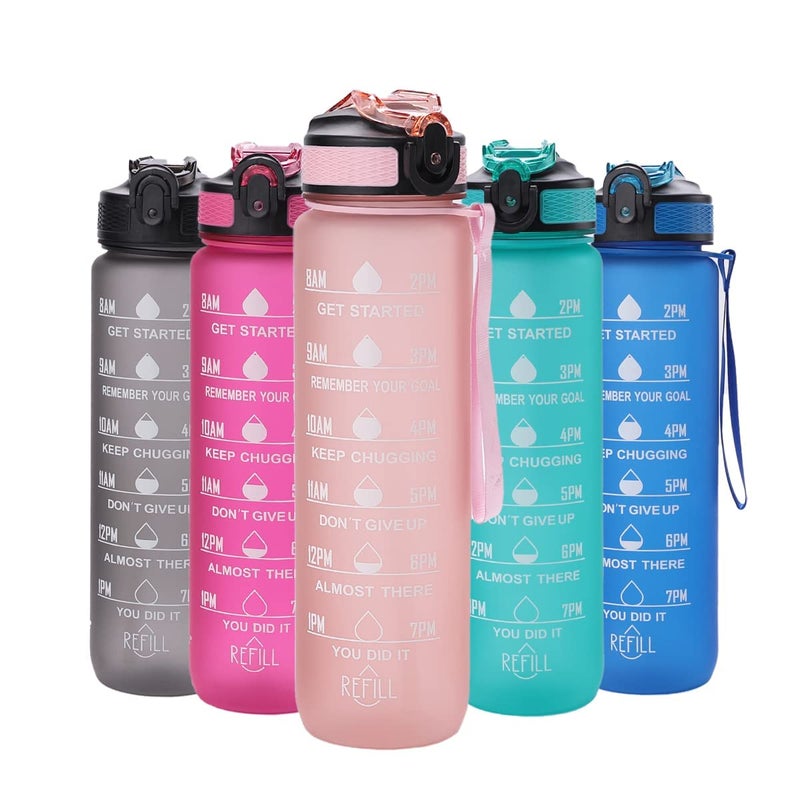 AANTAR AANTAR Silicone Unbreakable with Motivational Time Marker Sipper Bottle for Adults Water bottle for Gym Office Drinking water reminder Multicolor  - Image 1