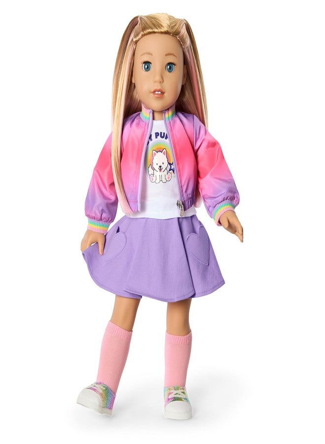 American Girl فتاة أمريكية، صيف مكيني، فتاة العام 2025، زي ذيل الجرو المتمايل لدمى بطول 18 بوصة، مع تي شيرت، سترة، شورت، جورب، وأحذية، للأعمار 6 سنوات فما فوق - Image 2