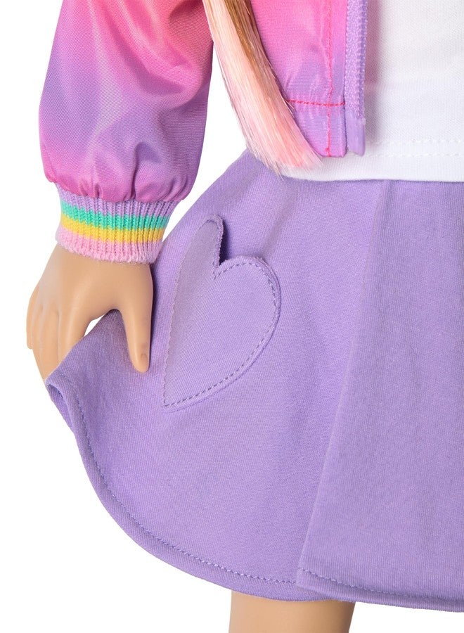 American Girl فتاة أمريكية، صيف مكيني، فتاة العام 2025، زي ذيل الجرو المتمايل لدمى بطول 18 بوصة، مع تي شيرت، سترة، شورت، جورب، وأحذية، للأعمار 6 سنوات فما فوق - Image 4