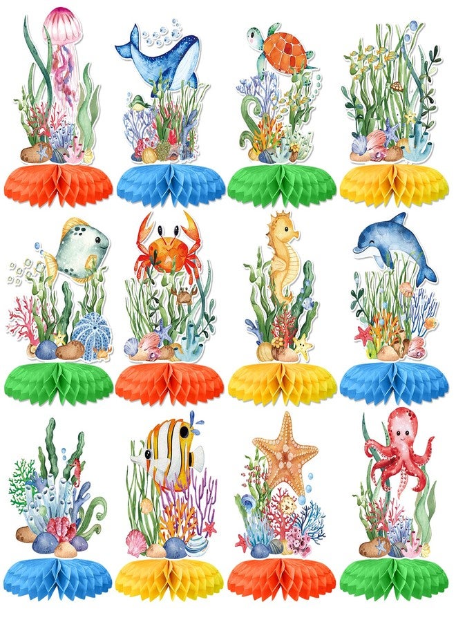 Tarklanda 12Pcs Ocean Sea Animal Honeycomb Centerpieces, Tropical Fish Under The Sea Birthday Party Decor Table Centerpieces for Ocean Themed Beach Photo Props Baby Shower Party Decor Supplies - Image 1