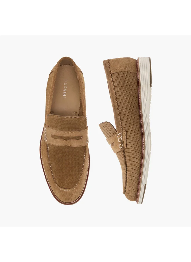DUCHINI Men's Textured Slip-On Loafers