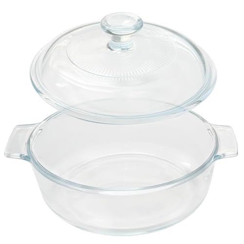VIPHIEC Small Tempered Glass Casserole Dish for Oven with Lid, Round Microwave Oven Baking Dish with Glass Lid, 0.8L, Clear - Image 4