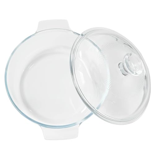 VIPHIEC Small Tempered Glass Casserole Dish for Oven with Lid, Round Microwave Oven Baking Dish with Glass Lid, 0.8L, Clear - Image 5