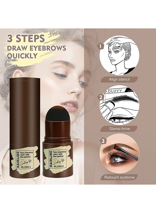 Generic GETTFULLY Eyebrow Stamp Stencil Kit | 1pc Long-lasting Waterproof Eyebrow Stamp, 24pcs Reusable Stencils, 2pcs Delicate Brow Brush | Eyebrow Make Up Kit (27 pieces) (Dark Grey) - Image 5
