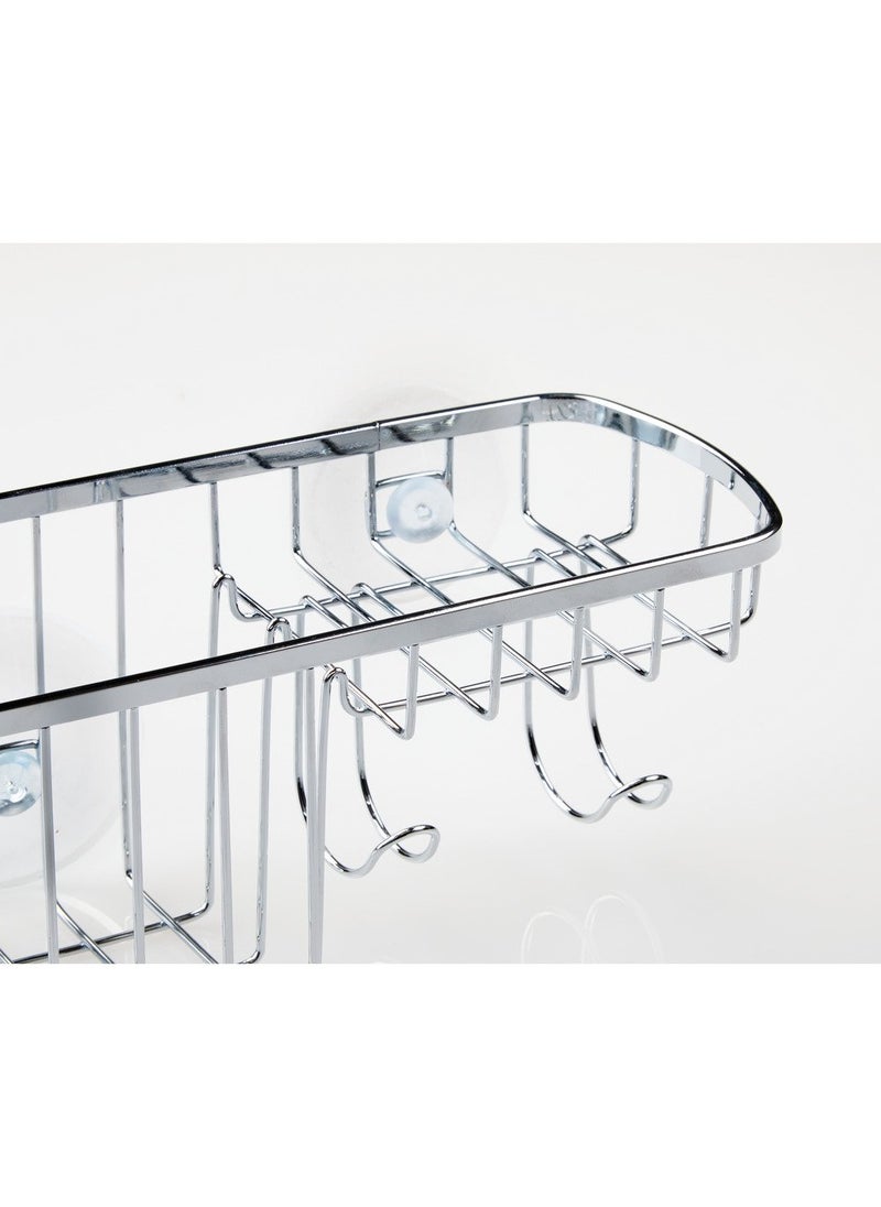 InterDesign iDesign Gia Polished Stainless Steel Bathroom Suction Combo Organizer Basket - 11" x 4.25" x 4"  - Image 4