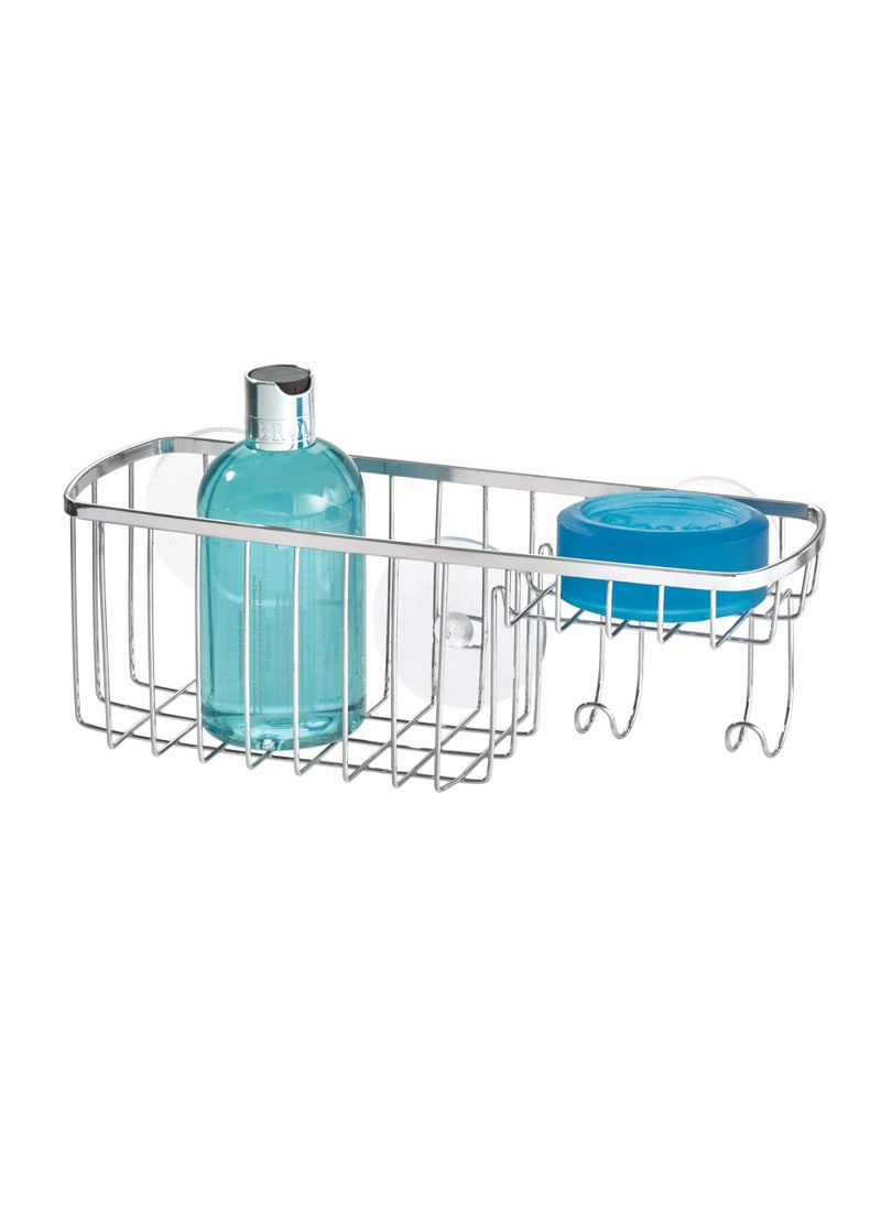InterDesign iDesign Gia Polished Stainless Steel Bathroom Suction Combo Organizer Basket - 11" x 4.25" x 4"  - Image 1