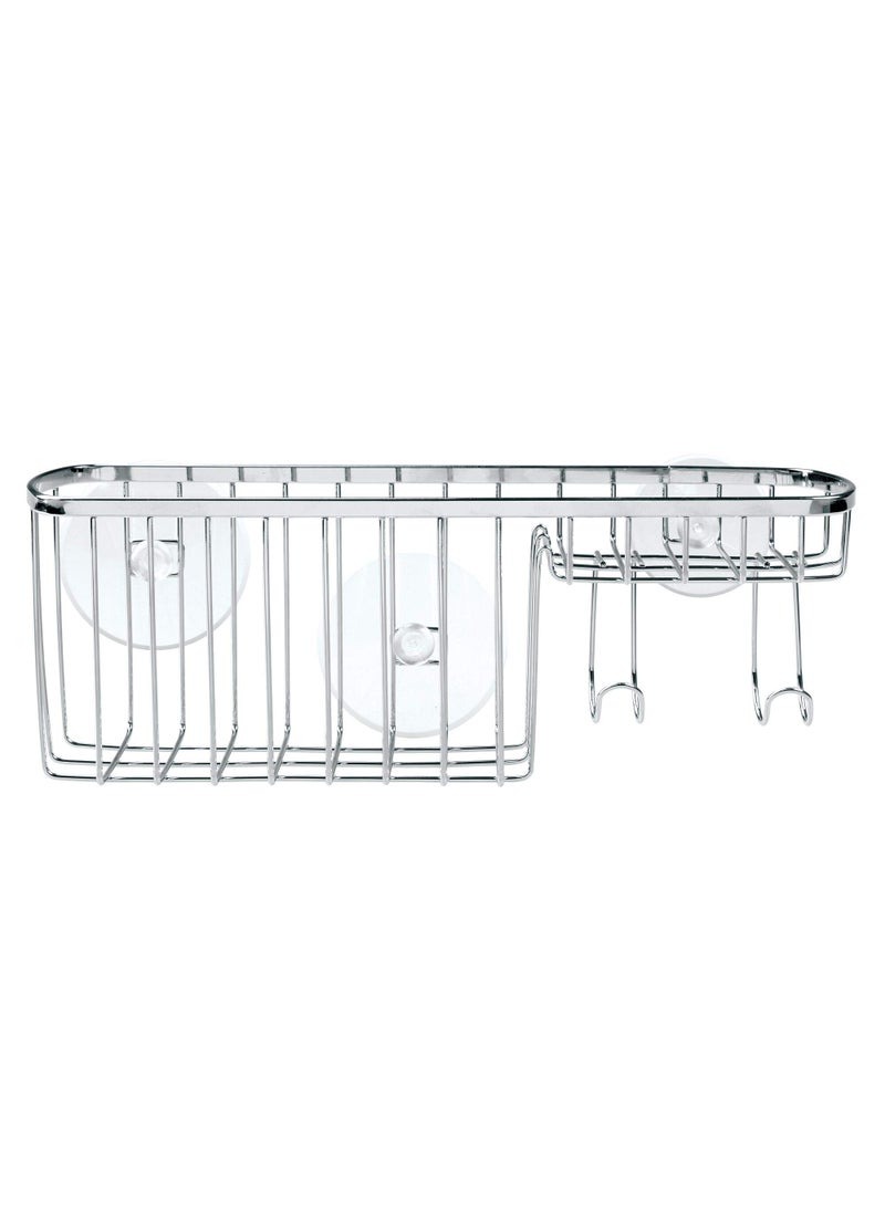 InterDesign iDesign Gia Polished Stainless Steel Bathroom Suction Combo Organizer Basket - 11" x 4.25" x 4"  - Image 5