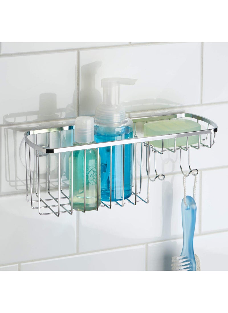 InterDesign iDesign Gia Polished Stainless Steel Bathroom Suction Combo Organizer Basket - 11" x 4.25" x 4"  - Image 2