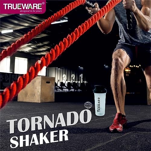 Trueware Tornado Gym Shaker With PP Blender Ball | Plastic | 700 ML | Black | Leak Proof | Ideal for Protein | Preworkout and BCAAs, BPA Free | Ideal Workout Thender for Fitness Lovers - Image 5