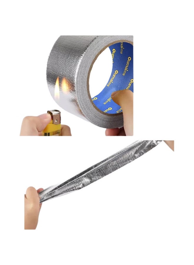 Oumai Aluminum Foil Fiberglass Tape, Fiberglass Cloth, Kitchen Stove Waterproof, Heat-Resistant, Thickened, Warm, Sun-Proof, Tin Foil, Industrial Fiber Aluminum Foil, 10Cm*20M, 1 Roll - Image 1