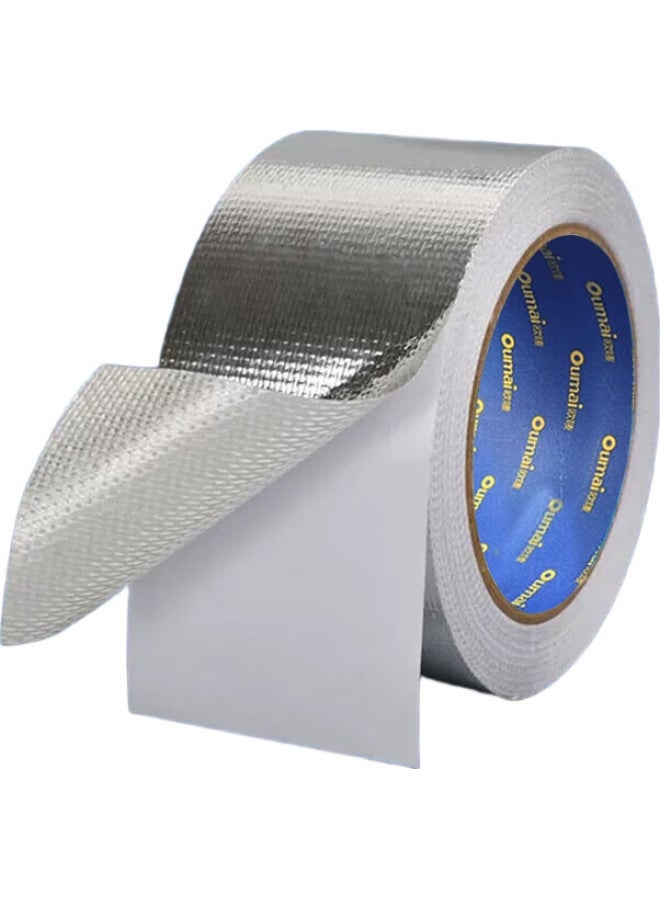 Oumai Aluminum Foil Fiberglass Tape, Fiberglass Cloth, Kitchen Stove Waterproof, Heat-Resistant, Thickened, Warm, Sun-Proof, Tin Foil, Industrial Fiber Aluminum Foil, 10Cm*20M, 1 Roll - Image 3