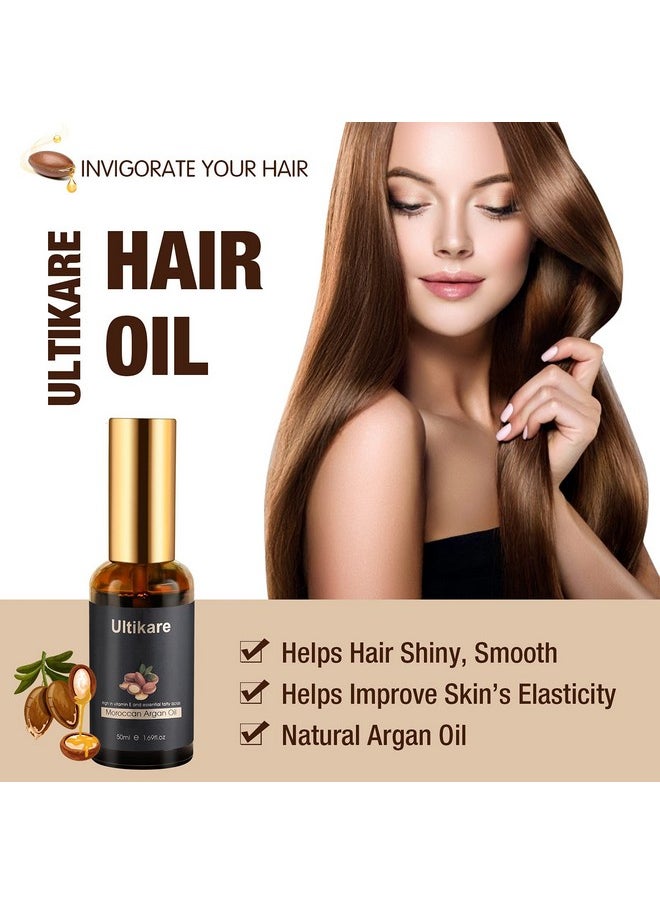 Ultikare Ultikare Hair Oil, Argan Oil for Curly, Dry and Damaged Hair, Essential Oil Helps Shiny, Smooth, Repair Serum for All Hair Types, Natural Skin Care - Massage Treatment 1.69fl.oz  - Image 2