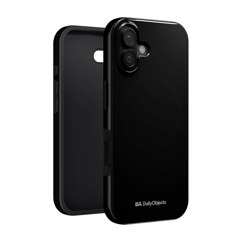 Daily Objects Polycarbonate Enamel Bumper Magsafe Case For iPhone 16 Compatible With Mag-Safe Wireless Charging | Black Hybrid Magnetic Back Cover - Image 3