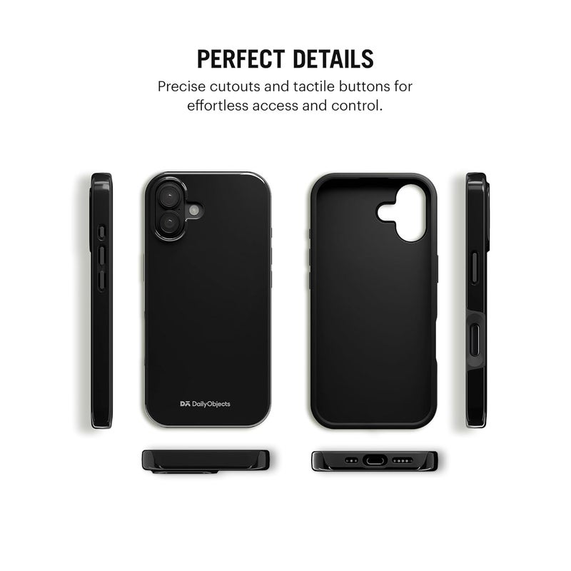 Daily Objects Polycarbonate Enamel Bumper Magsafe Case For iPhone 16 Compatible With Mag-Safe Wireless Charging | Black Hybrid Magnetic Back Cover - Image 5