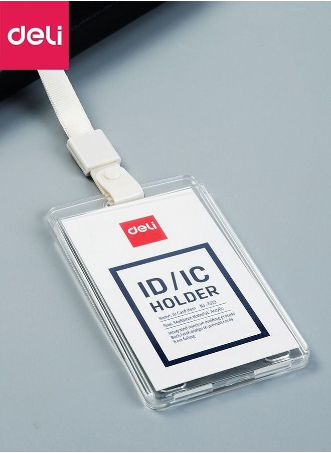 Deli Vertical Clear ID Badge Holder Plastic Sleeve Card Holder Name Badge Vertical White With Transparent Case Clear  - Image 1
