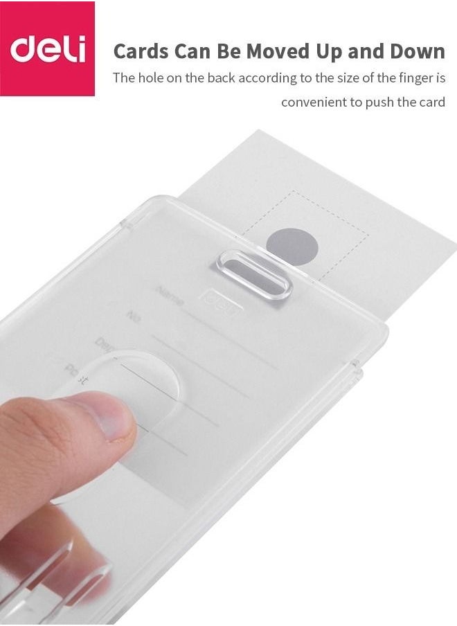 Deli Vertical Clear ID Badge Holder Plastic Sleeve Card Holder Name Badge Vertical White With Transparent Case Clear  - Image 3