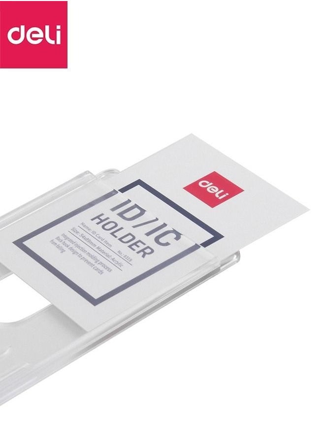 Deli Vertical Clear ID Badge Holder Plastic Sleeve Card Holder Name Badge Vertical White With Transparent Case Clear  - Image 2