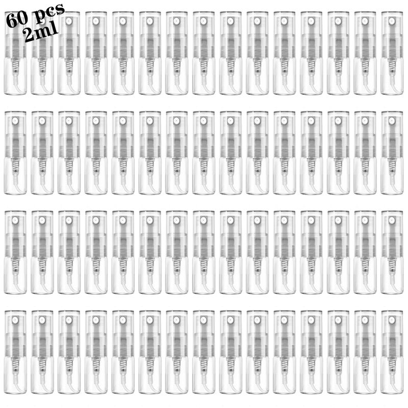 Csdtylh Mini Spray Bottle 2ml Refillable Glass Spray Bottle Glass Bottle Atomizer Perfume Mouthwash Atomizer for Cleaning Refillable Container for Travel Essential Oils Perfume 60 Pcs 2ml