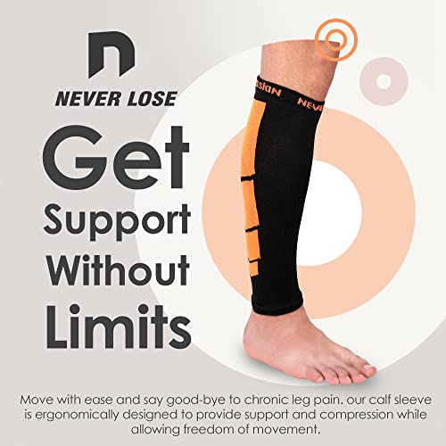 NEVER LOSE Nylon 1 Pair Calf Compression Sleeve for Men and Women - Calf Compression Socks for Running Calf Pain Relief Leg Support Sleeve for Runners Cycling - Image 2