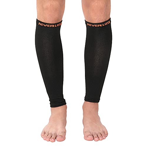NEVER LOSE Nylon 1 Pair Calf Compression Sleeve for Men and Women - Calf Compression Socks for Running Calf Pain Relief Leg Support Sleeve for Runners Cycling - Image 1