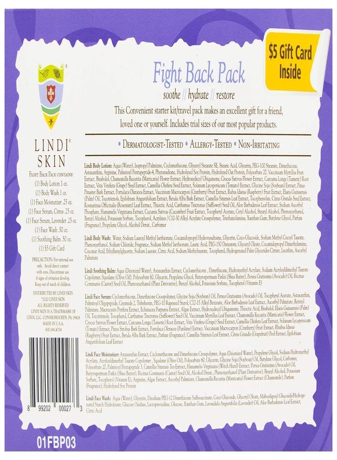 LINDI SKIN Fight Back Pack - Starter Kit That Includes Body Lotion, Body Wash, Face Serum, Face Moisturizer, Soothing Balm, and Face Wash for Chemo Rash, Radiation Burn & Other Cancer Side-Effects - Image 2