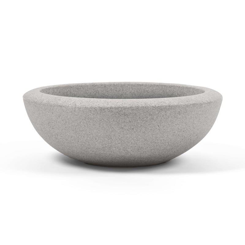 ARBORA 26" Santorini Bowl Polyresin Indoor and Outdoor Planter with Stone Blend Concrete Gray Finish - Durable, Weatherproof, Lightweight, Large Plant Pot for Patio, Garden, Deck, Entryway - Image 1