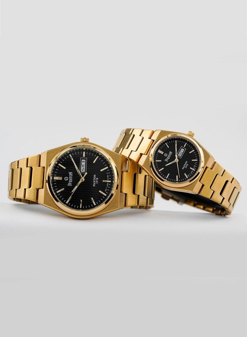 Sveston Paxton Analog Quartz Black Dial Stainless Steel Couple Set Watch SV 7536  - Image 2