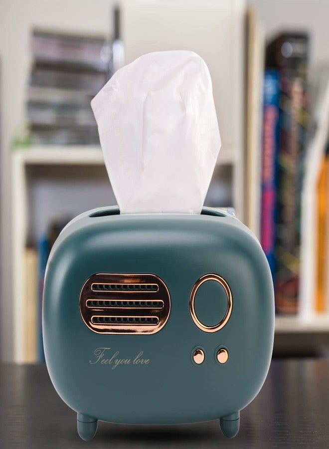 Pomya Tissue Box Cover Holder, Rectangular Paper Holder with Retro Radio Shape for Tabletop, Bathroom Vanity Countertop, Car, Office, Living Room, Bedroom Night Stand (Green) - Image 4
