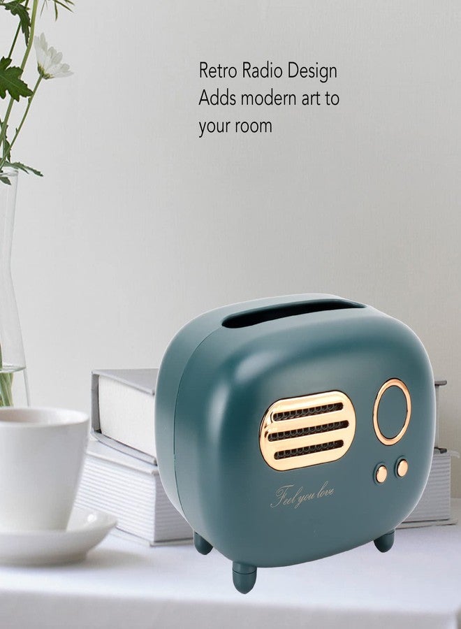 Pomya Tissue Box Cover Holder, Rectangular Paper Holder with Retro Radio Shape for Tabletop, Bathroom Vanity Countertop, Car, Office, Living Room, Bedroom Night Stand (Green) - Image 2